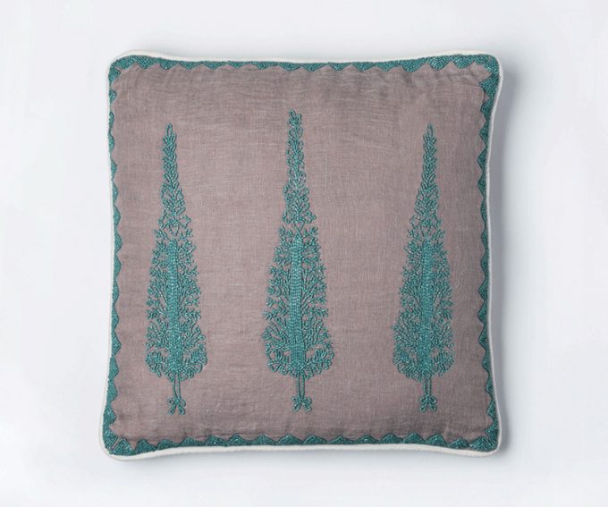 Alhambra - large linen cushion grey