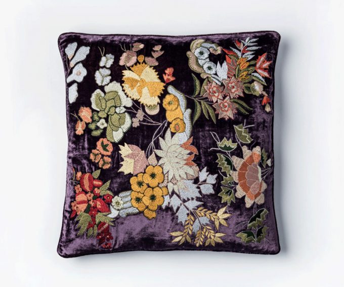 purple silk velvet cushion