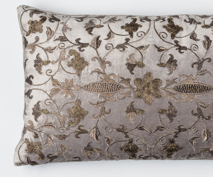 Arabesque - velvet cushion in platinum - Image 2