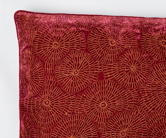 Ariel - deep crimson silk velvet cushion 60cm x 40cm statement cushion