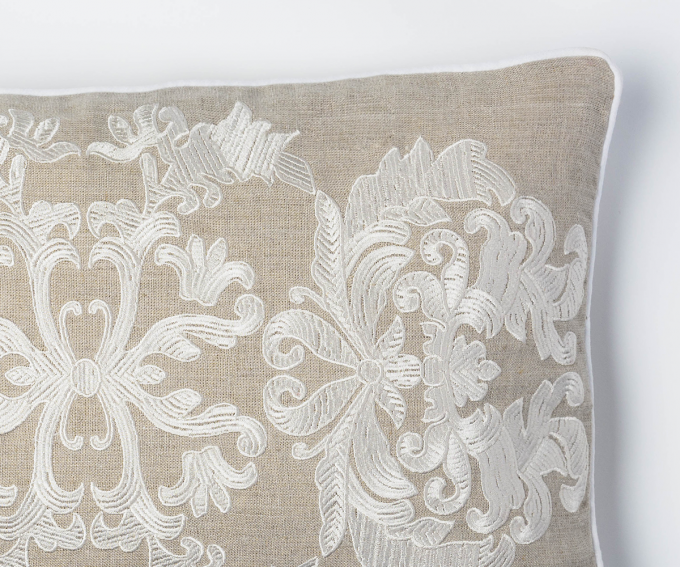 Lydia - small natural linen cushion with butta design - Image 2