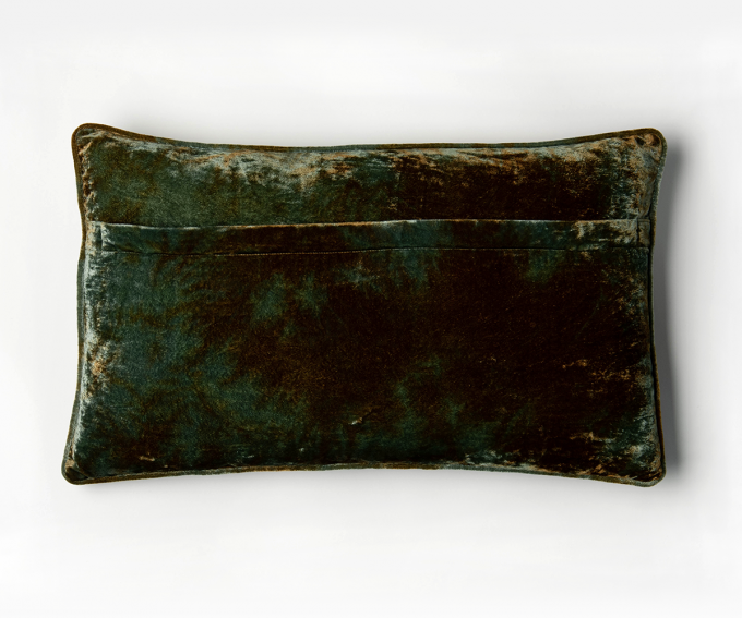 Cara - silk velvet cushion in shaded lake green - Image 2