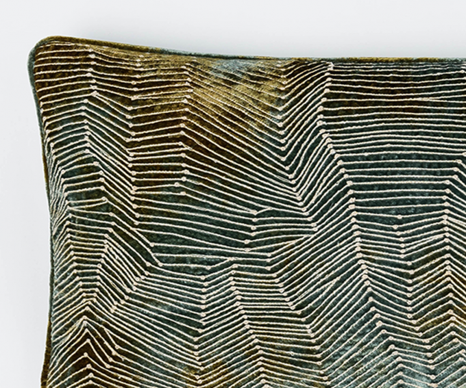 Green velvet cushion - shaded lake forest green silk velvet 30cm x 50cm