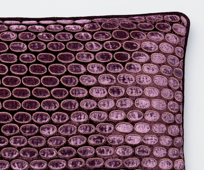Hello – Grape purple cushion detail silk velvet 30mm x 40mm