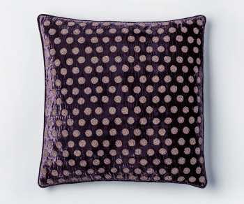 Medal - silk velvet polka dot cushion in grape