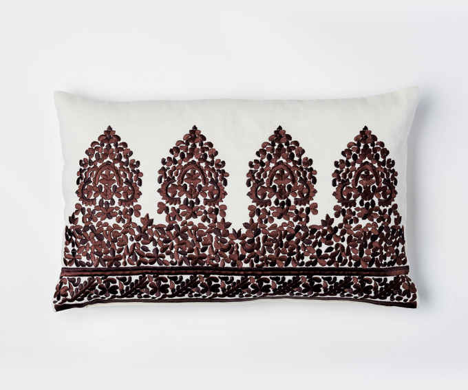 Samarkand - linen cushion in brown and cream