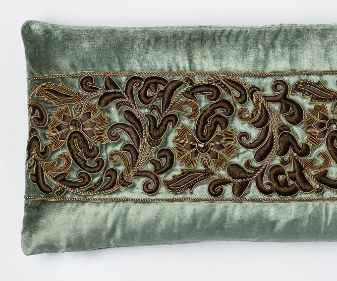 Zara - small cushion in teal silk - Image 2