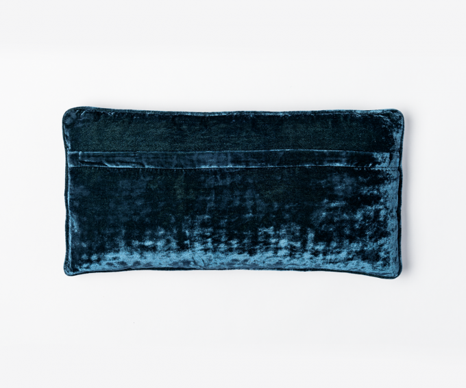 Reverse side of Dotty cushion indigo blue velvet cushion