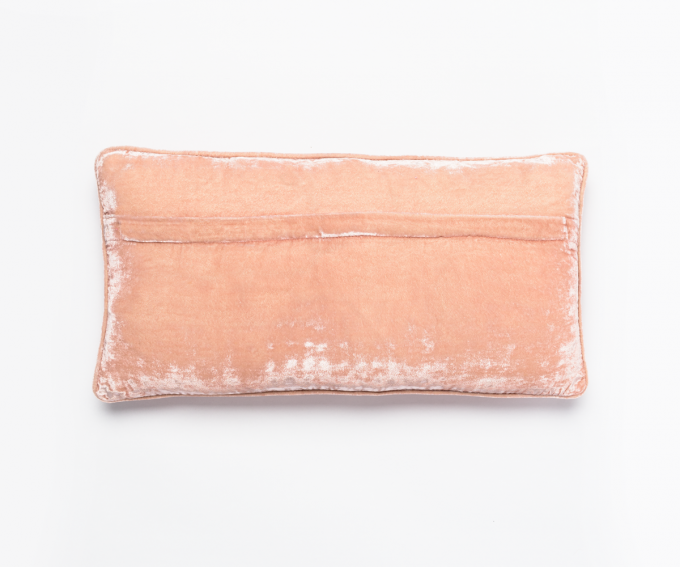 Reverse side of Dotty cushion shaded rose pink silk velvet cushion