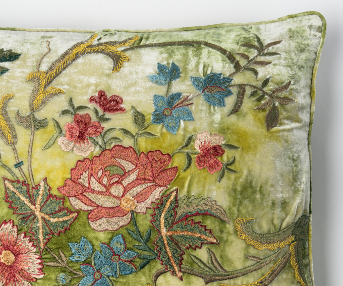 Lola - silk velvet cushion in shaded mint - Image 3