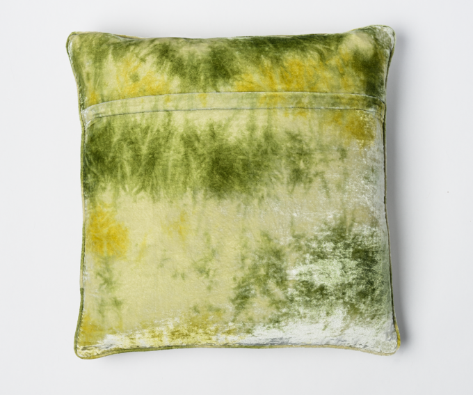 Lola - silk velvet cushion in shaded mint - Image 2