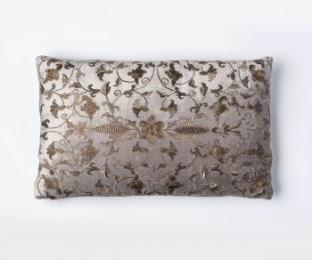 Arabesque platinum metallic cushion 50cm x 30cm