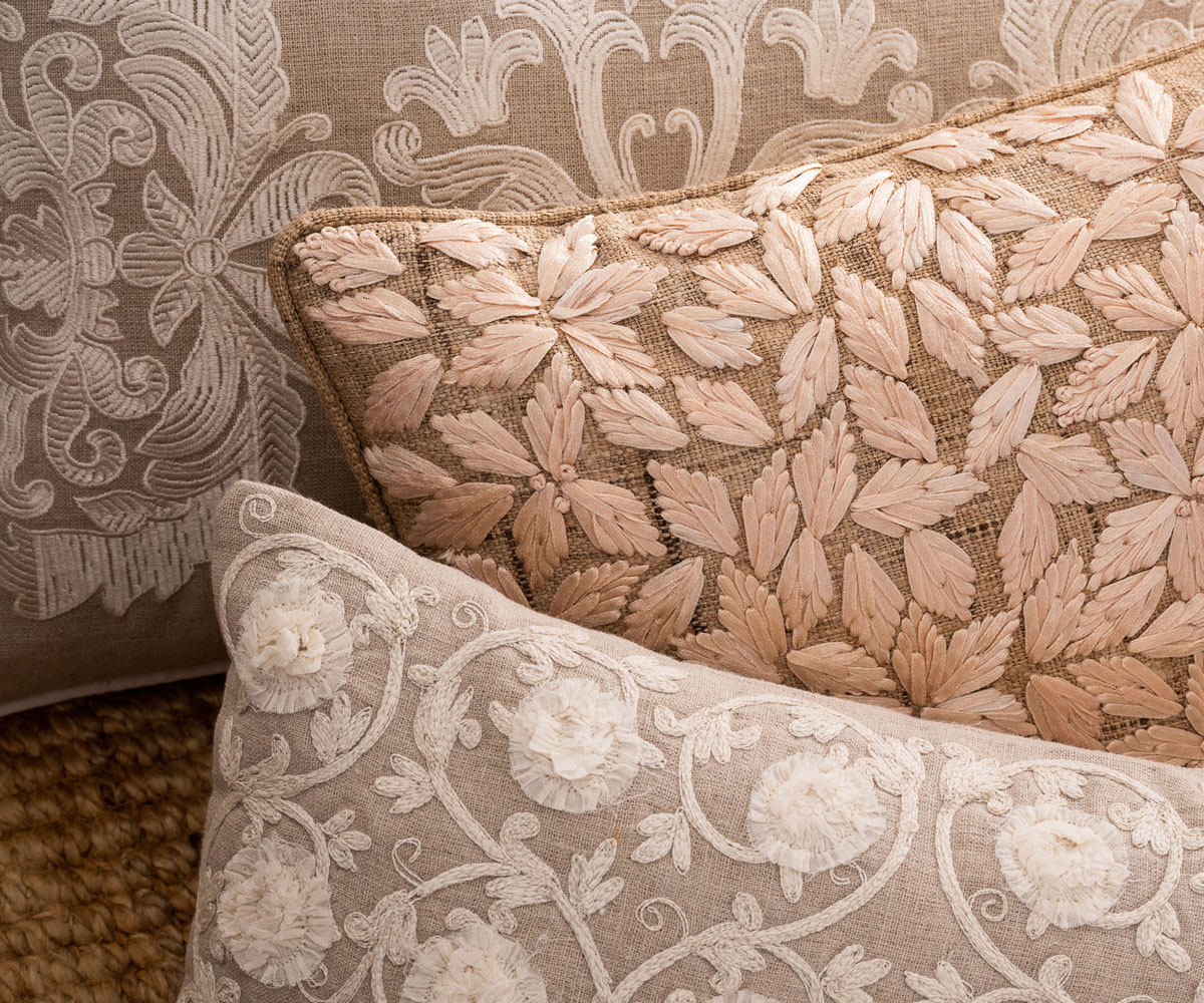 Collection of neutral cushions at Donna Hoyle Design