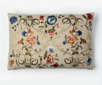Florentina - neutral embroidered linen cushion 60mcm x 40cm