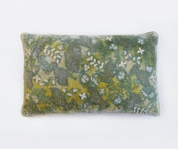 Fina - embroidered velvet cushion in shaded mint