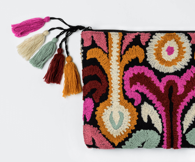 boho embroidered clutch