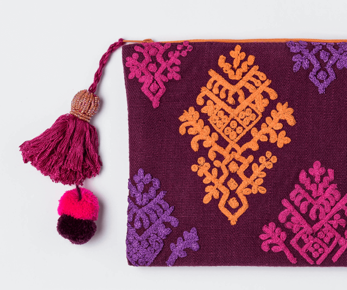 Pom Pom purse – purple, hot pink and orange - Image 2